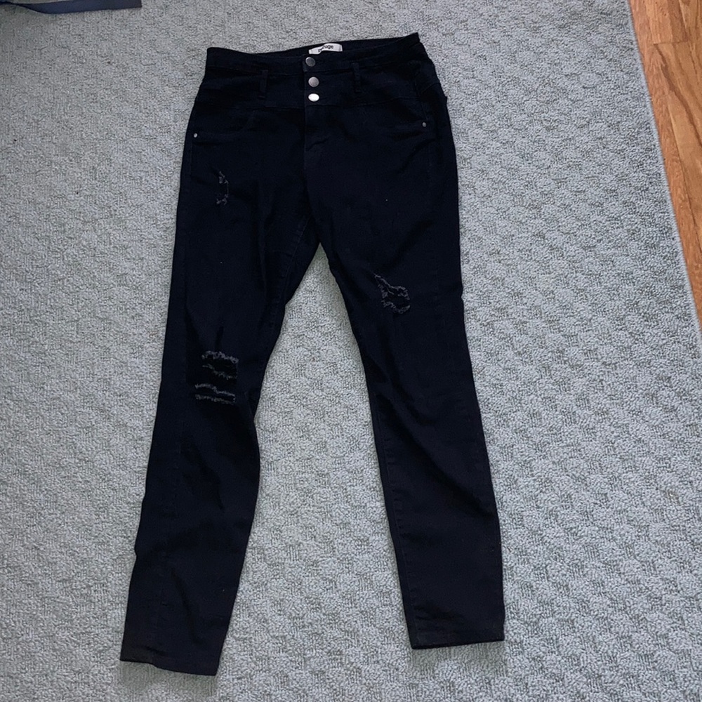Black high waisted ripped jeans
